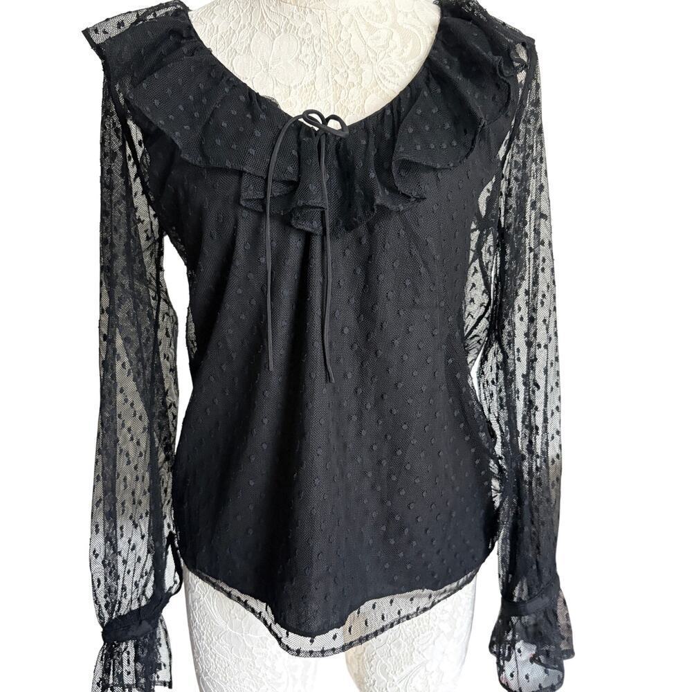 J Crew Witchy Black Sheer Whimsigoth Boho Halloween Top